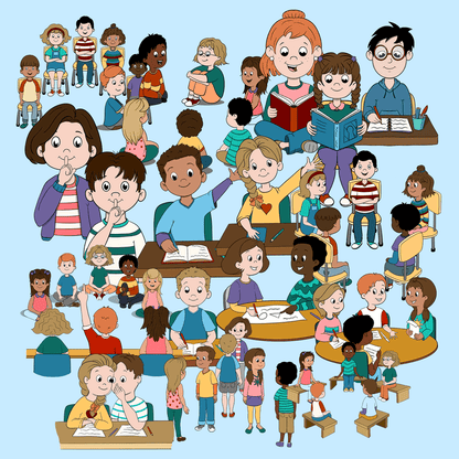 We Kids in Class – Cliparts for Lively Classroom Scenes